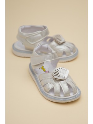 Dilimler Ayakkabı Şirinbebe Ortopedik Kız Bebek Sandalet Sedef Yelpaze Detaylı Önü Kapalı