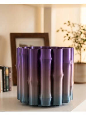 DS LLC Mor Gri Dekoratif Vazo Modern Tasarım Salon Ofis Masa Üstü Aksesuar DSLLC4-2356Y