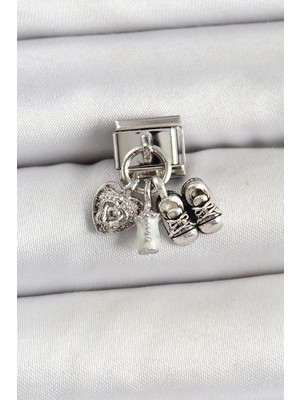 Sylar 316L Çelik Gümüş Renk Bebek Konsept Nomination Charm