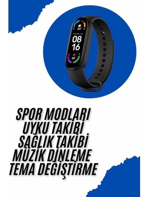 Sylar Akıllı Uyumlu Bileklik M6 Adımsayar Spor Modları Çağrı Görme Türkçe Menü