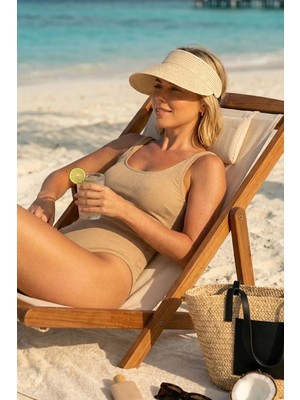 Ritagarcia Kadın Hasır Vizör Şapka Ayarlanabilir Güneş Şapkası Uv Korumalı Yazlık Plaj Şapkası