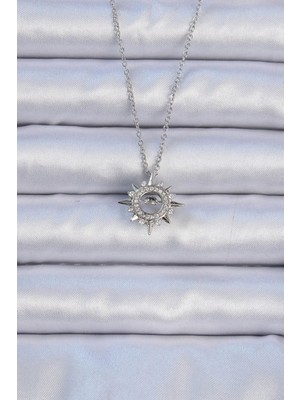 Sylar 316L Çelik Zincir Gümüş Renk Zirkon Taşlı Parlayan Yıldız Kolye