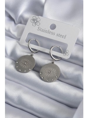 Sylar 316L Çelik Gümüş Renk Göz Işleme Zirkon Taş Detay Kadın Küpe