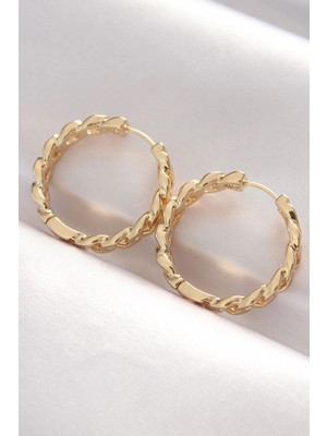 Sylar Pirinç Gold Renk Zincir Model Halka Küpe