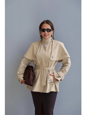 Purple By Banu Bej Pelerin Detay Kemerli Trenç