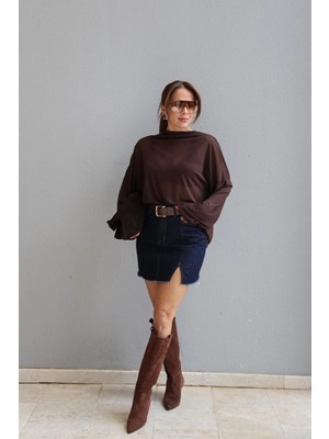 Purple By Banu Lacivert Mini Yırtmaçlı Jean Etek