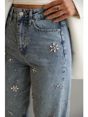 Purple By Banu Mavi Taş Detay Mom Jean