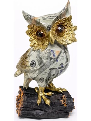 MiraLive Dolar Baskılı Özel Tasarım Polyester Baykuş - 17X10 cm