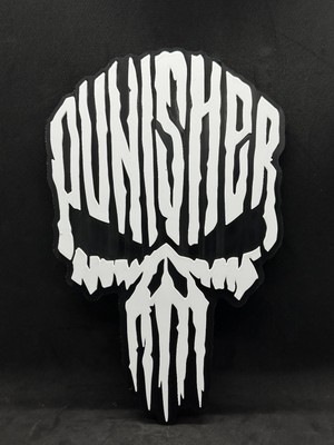 Goka 3D Craft Punisher Logosu Dekoratif Duvar Aksesuarı - Gamer Odası Tablo - 22 cm