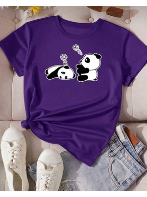 Punix Kids Özel Seri Uykucu Minik Pandalar Baskılı Yeni Trend Kız Çocuk Sevimli T-Shirt