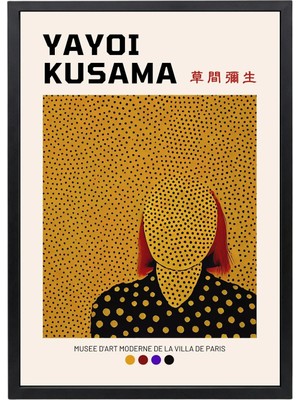 Yayoi Kusama: Soyut Avangart Yüzler Siyah Çerçeveli Tablo