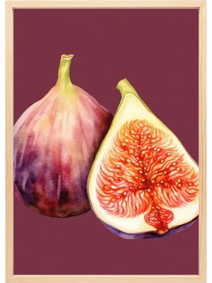 Incir Natürmort Sulu Boya Tablo Siyah Çerçeveli Tablo