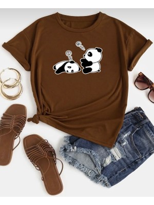 Punix Kids Özel Seri Uykucu Minik Pandalar Baskılı Yeni Trend Kız Çocuk Sevimli T-Shirt