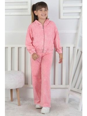 Miniğimin Cicileri 6-9 Yaş Fermuarlı Yıkamalı Kız Çocuk 2li Takım - Pembe
