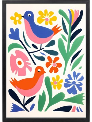 Matisse'in Kuşları Ahşap Çerçeveli Tablo