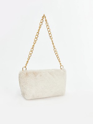 LC Waikiki Lcw Accessorıes Ekru Pelüş Kadın Baget Çanta