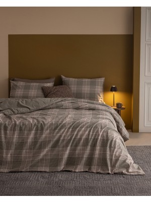 Madame Coco Damia King Size %100 Pamuk Çarşaflı Flanel Nevresim Takımı - Haki