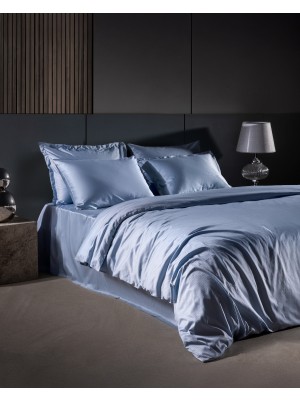 Madame Coco Thalie Çift Kişilik %100 Pamuk Çizgili 300 Tc Saten Çarşaflı Nevresim Takımı - Mavi