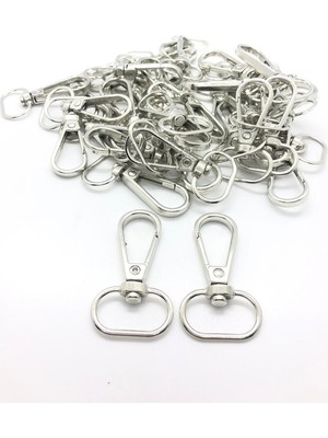 Orhan Çanta 300 Adet 2 Cm Yay Kanca Gümüş Anahtarlık Halkası - Metal Yaylı Klips