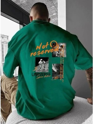 Amor Man Büyük Beden Özel Tasarım Unıverse Nasa Sırt Baskılı %100 Pamuk Oversize Battal Erkek T-Shirt