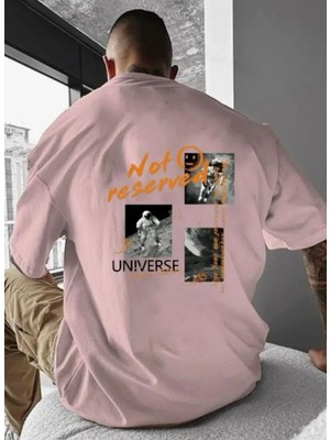 Amor Man Büyük Beden Özel Tasarım Unıverse Nasa Sırt Baskılı %100 Pamuk Oversize Battal Erkek T-Shirt