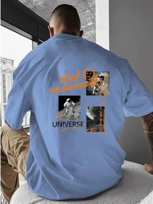Amor Man Büyük Beden Özel Tasarım Unıverse Nasa Sırt Baskılı %100 Pamuk Oversize Battal Erkek T-Shirt