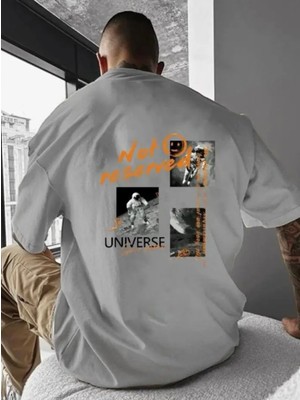 Amor Man Büyük Beden Özel Tasarım Unıverse Nasa Sırt Baskılı %100 Pamuk Oversize Battal Erkek T-Shirt