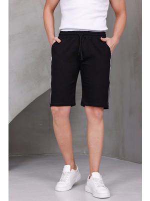 Dark Moda Erkek Şeritli Oversize Iki Iplik Kompakt Şort