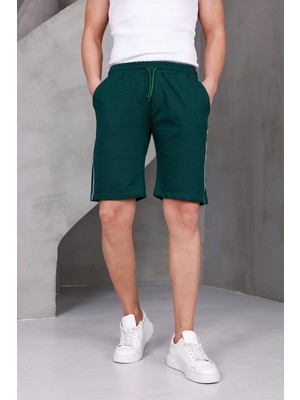 Dark Moda Erkek Şeritli Oversize Iki Iplik Kompakt Şort