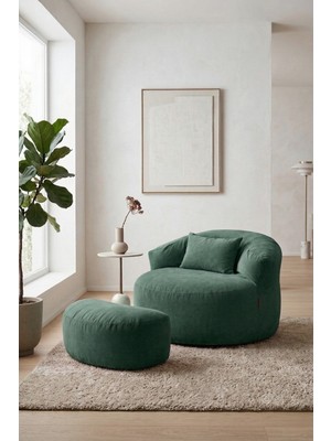 Sapien Home Sapıen Home Relax Berjer ve Puf Koltuk Takımı - Kitap Okuma Tv Koltuğu