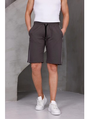 Dark Moda Erkek Şeritli Oversize Iki Iplik Kompakt Şort