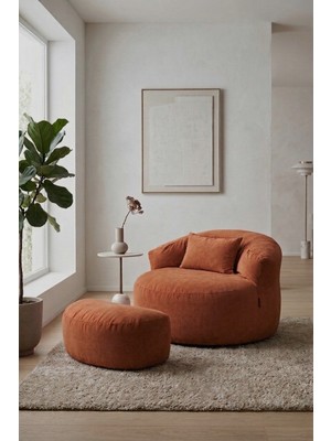 Sapien Home Sapıen Home Relax Berjer ve Puf Koltuk Takımı - Kitap Okuma Tv Koltuğu