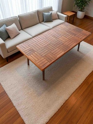 Mirrorss Orta Sehpa Ceviz Renk Ahşap Konik Ayak 120 x 60 cm Modern Tasarım Şık Dekor