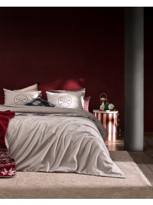 Madame Coco Fayette King Size %100 Pamuk Flanel Çarşaflı Nevresim Takımı - Bej