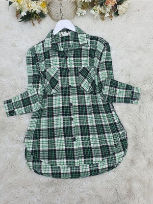 Modamorfo Boydan Düğmeli Çift Cepli Tüvit Gömlek -Koyu Yeşil