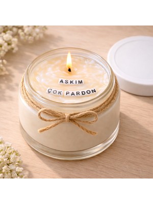 Verda Desing Aşkım Çok Pardon Notlu Kokulu Kavanoz Mum - Özel Notlu Hediyelik Cam Mum