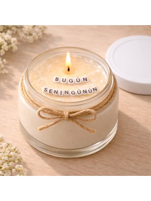 Verda Desing Bugün Senin Günün Notlu Kokulu Kavanoz Mum - Özel Notlu Hediyelik Cam Mum