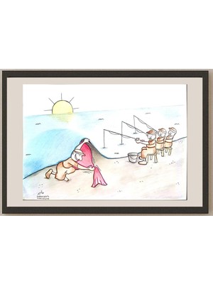 Karikatural Mahshid Hashemi 29X21CM Orijinal Karikatür BOD03974