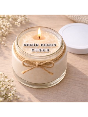 Verda Desing Senin Günün Olsun Notlu Kokulu Kavanoz Mum - Özel Notlu Hediyelik Cam Mum