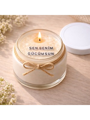 Verda Desing Sen Benim Gücümsün Notlu Kokulu Kavanoz Mum - Özel Notlu Hediyelik Cam Mum