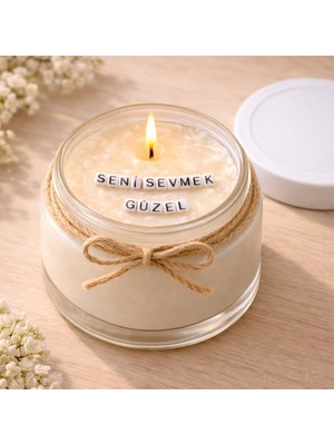 Verda Desing Seni Sevmek Güzel Notlu Kokulu Kavanoz Mum - Özel Notlu Hediyelik Cam Mum