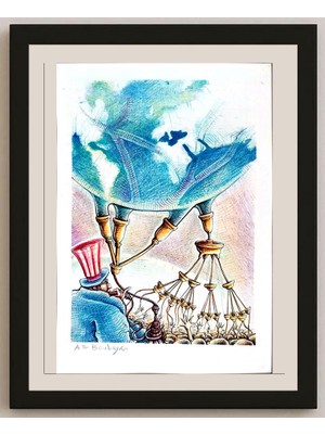 Karikatural Boubaya Ali Faiz 29X21CM Orijinal Karikatür BOD03185