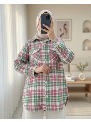 Modamorfo Kapaklı Cepli Tüvit Gömlek -Pembe