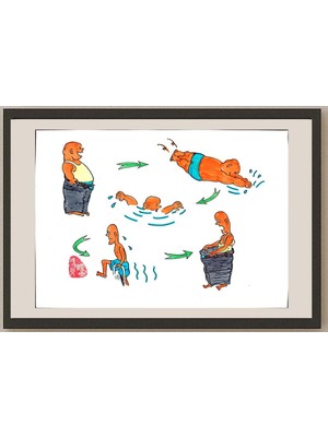 Karikatural Feng Huo 29X21CM Orijinal Karikatür BOD03264