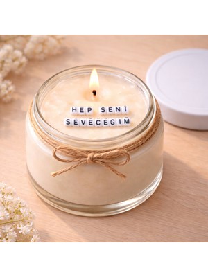 Verda Desing Hep Seni Seveceğim Notlu Kokulu Kavanoz Mum - Özel Notlu Hediyelik Cam Mum