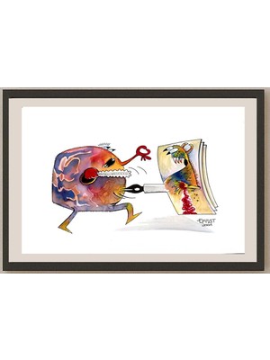 Karikatural Mohammed Effat 33X23CM Orijinal Karikatür BOD04190