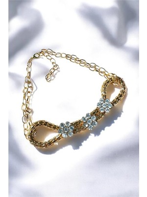 Petek Aksesuar Düğüm Taşlı Choker Tasma Kolye