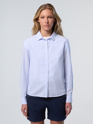 North Sails Slim Fit Pamuk-Keten Karışımlı Çizgili Gömlek