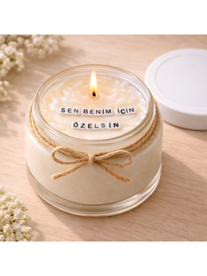 Verda Desing Sen Benim Için Özelsin Notlu Kokulu Kavanoz Mum - Özel Notlu Hediyelik Cam Mum