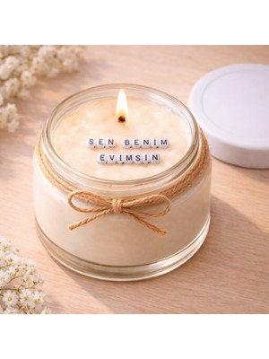 Verda Desing Sen Benim Evimsin Notlu Kokulu Kavanoz Mum - Özel Notlu Hediyelik Cam Mum